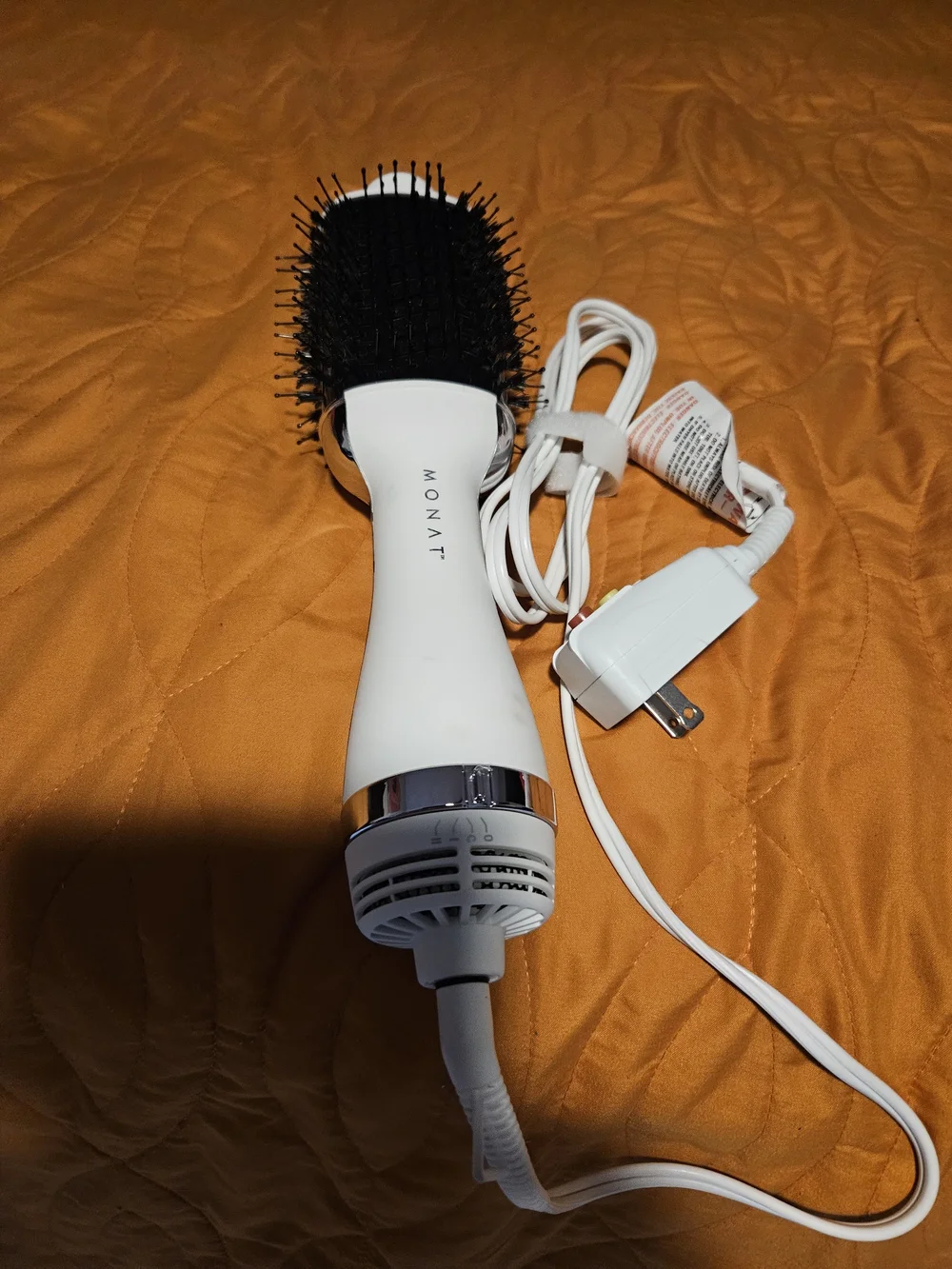 MONAT White Hot Air Paddle Brush - Heated Styling Brush for Smooth Hair